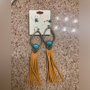 Turquoise western rope earrings brand new